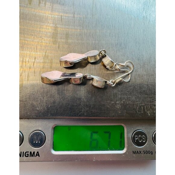 925 Sterling Silver Drop Dangle Earrings with Tiger's Eye Gemstones, Hook Back - Picture 8 of 11